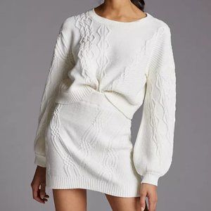 Maeve Cable-Knit Sweater Skirt Set Anthropologie XL BNWT